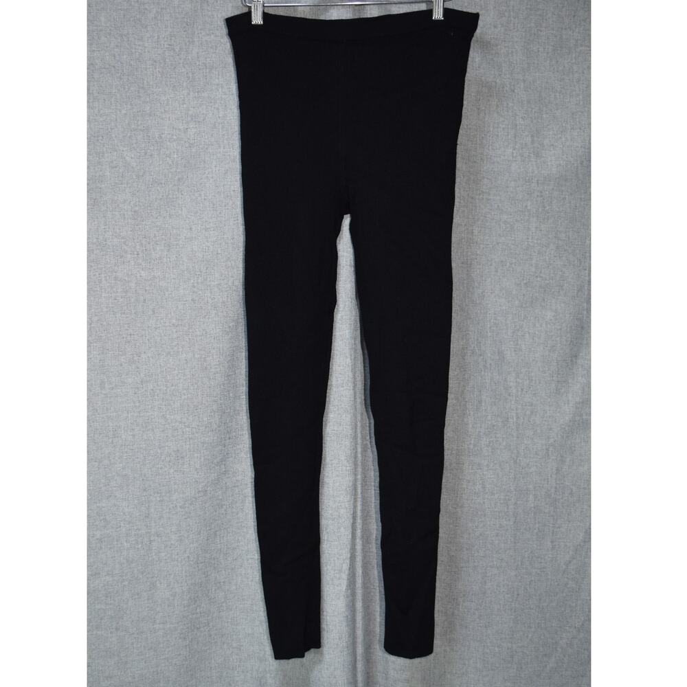 Tory Burch Black Ribbed Knit Leggings L